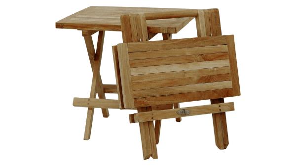 Preview: Beistelltisch aus Teakholz klappbar mit Tragegriff 50 x 50 cm Höhe 50 cm